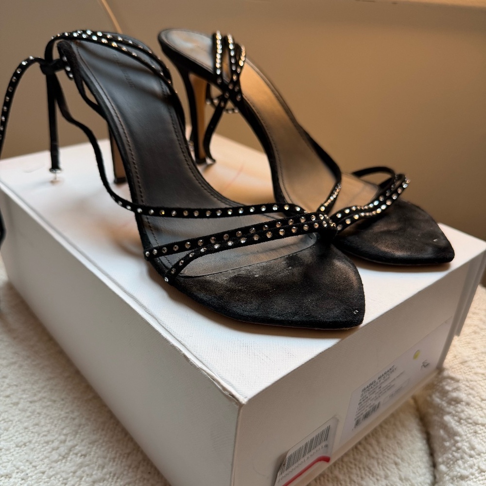 Isabel Marant Strassy Story Sandal Heels (Black) (size 38) - Picture 2 of 9